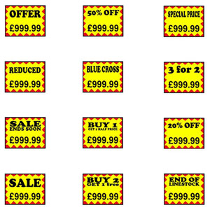 Price Gun Flash Labels Triple Line - 37mm x 36mm - 5x Rolls Per Pack